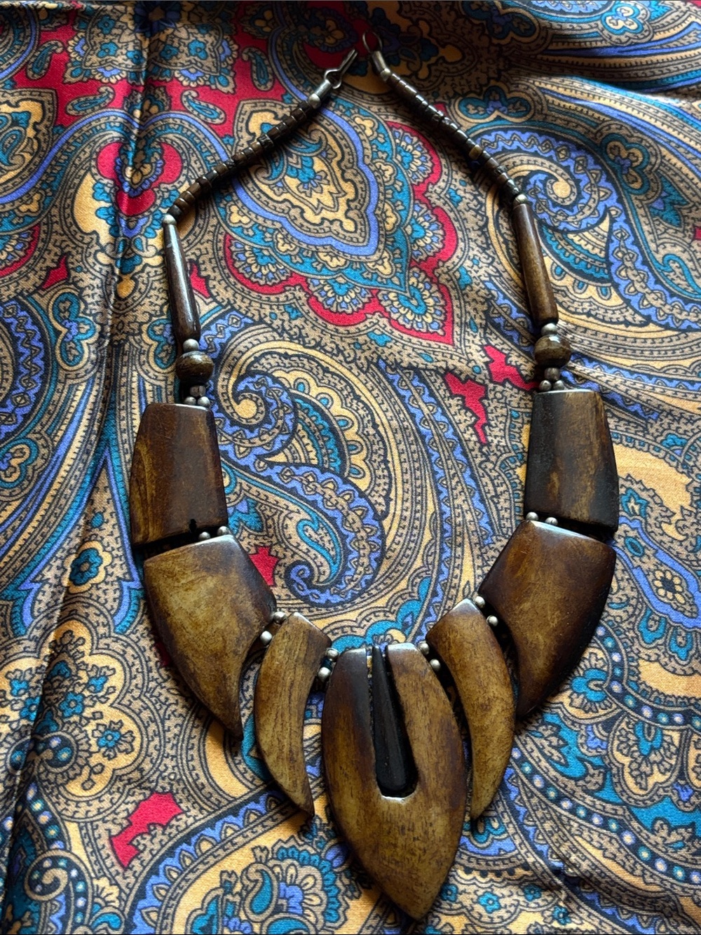 Handcrafted Brown Wooden Statement Necklace - Women Jewelry